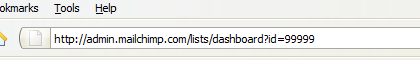 Screenshot showing a MailChimp list’s web ID
